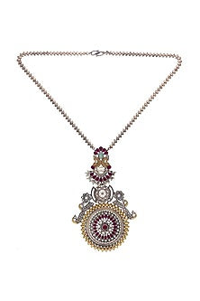 Two-Tone Finish Gemstones Chakra Long Necklace Set