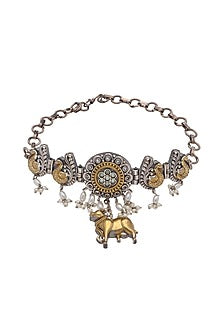 Two-Tone Finish Taurus Tassel Necklace Set