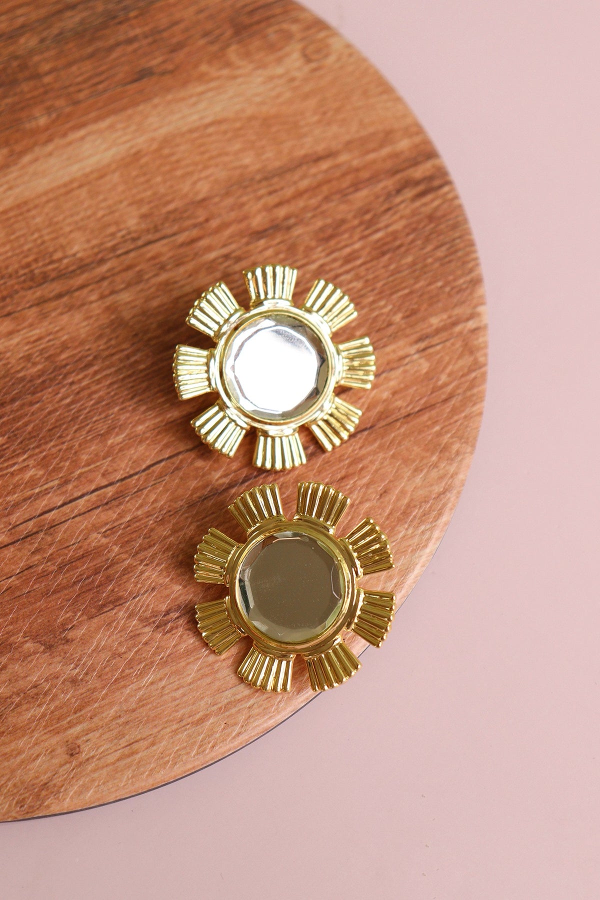 Gold Plated Mirror Stud Earrings