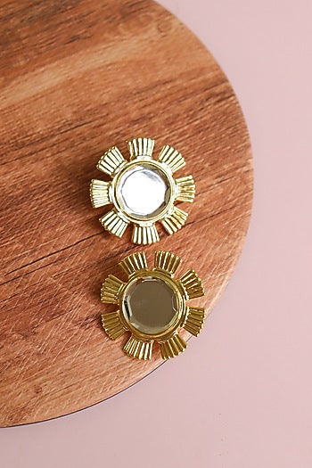 Gold Plated Mirror Stud Earrings