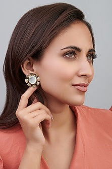 Gold Plated Mirror Stud Earrings