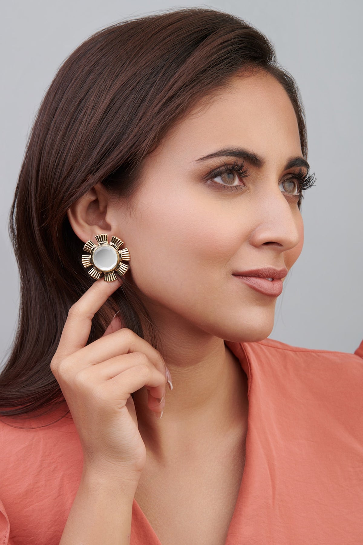 Gold Plated Mirror Stud Earrings