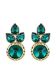 Gold Finish Green Crystal Choker Necklace Set