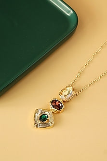 Gold Finish Multi-Colored Crystal Long Necklace