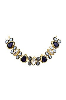 Gold Finish Multi-Colored Crystal Choker Necklace