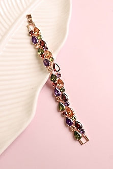 Gold Finish Multi-Colored Crystal Bracelet