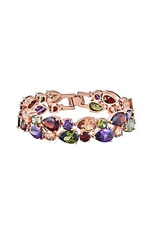 Gold Finish Multi-Colored Crystal Bracelet