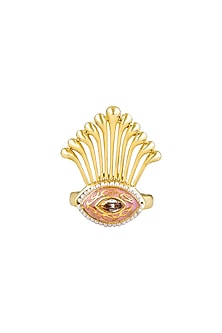 Gold Finish Kundan Polki Enameled Ring