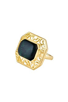 Gold Plated Green Stone Handcrafted Ring