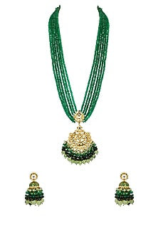 Gold Finish Handcrafted Pearl & Kundan Polki Necklace Set