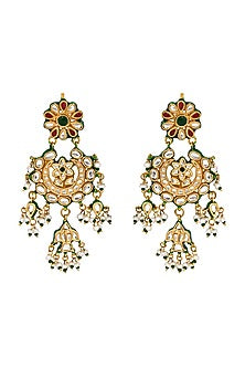 Gold Finish Handcrafted Beaded Chandbali Earrings