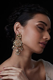 Gold Finish Handcrafted Beaded Chandbali Earrings