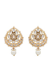 Gold Plated Handcrafted Kundan Polki Stud Earrings
