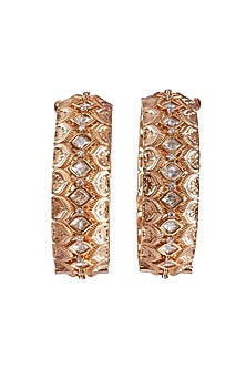 Gold Plated Bangle With White Kundan Polki