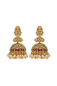 Gold Plated Laxmi Temple Long Necklace Set