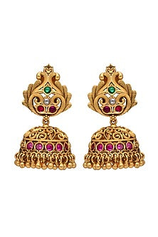 Gold Plated Kundan Polki Long Temple Necklace Set