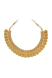 Gold Plated Kundan Polki Temple Lakshmi Necklace Set