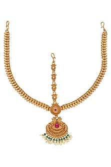 Gold Plated Kundan Polki Temple Mathapatti