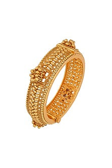 Gold Plated Kundan Polki Temple Bangle