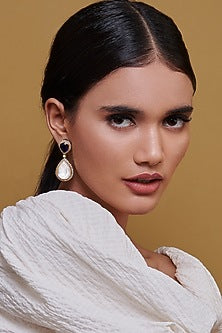 Gold Finish Kundan Polki Handcrafted Earrings