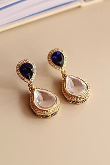 Gold Finish Kundan Polki Handcrafted Earrings