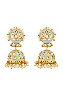 Gold Finish Pearl Handcrafted Jhumka Earrings