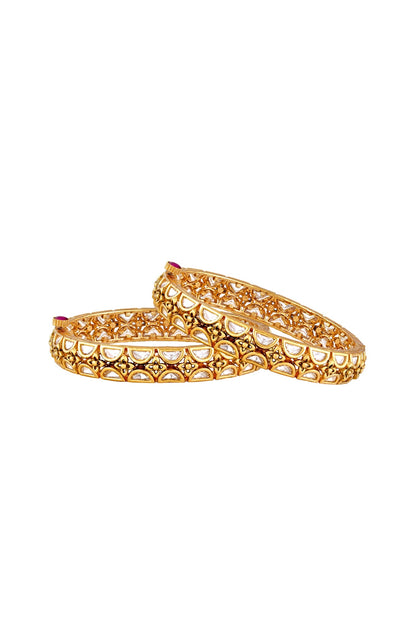 Gold Finish Kundan Polki Bangles