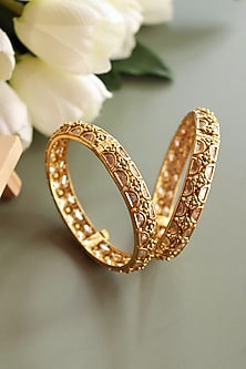 Gold Finish Kundan Polki Bangles