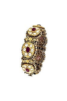 Gold Finish Kundan Polki Handcrafted Bangles