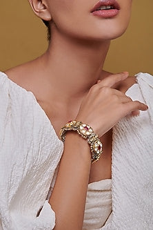 Gold Finish Kundan Polki Handcrafted Bangles