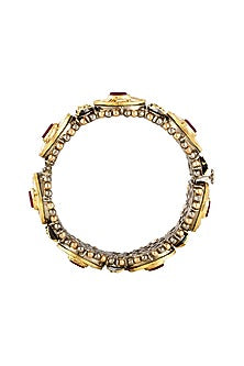 Gold Finish Kundan Polki Handcrafted Bangles