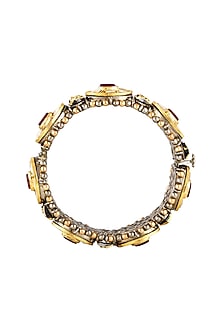 Gold Finish Kundan Polki Handcrafted Bangles