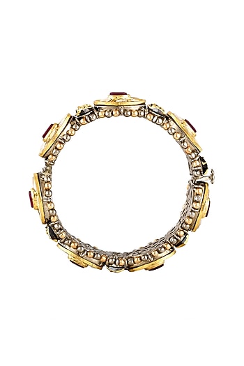 Gold Finish Kundan Polki Handcrafted Bangles