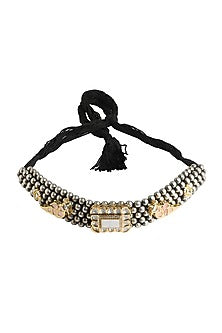 Two Tone Finish White Beaded & Pearl Choker Necklace