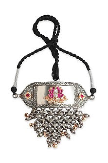Silver Pink Floral Choker Necklace
