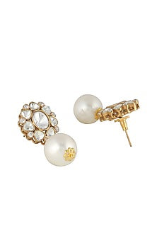 Gold Plated Kundan Polki Drop Earrings