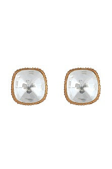 Gold Plated Kundan Polki Stud Earrings