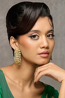 Gold Plated Pearl Dangler Earrings