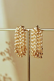 Gold Plated Pearl Dangler Earrings
