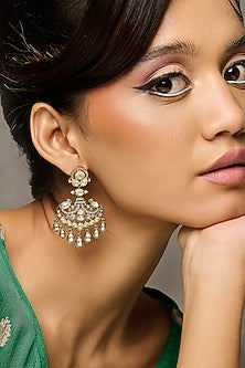 Gold Plated Semi-Precious Stone Chandelier Earrings