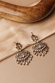 Gold Plated Semi-Precious Stone Chandelier Earrings
