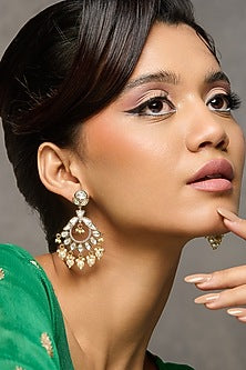 Gold Plated Kundan Polki Chandbali Earrings