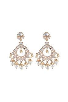 Gold Plated Kundan Polki Chandbali Earrings