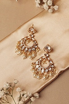 Gold Plated Kundan Polki Chandbali Earrings
