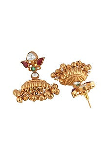 Gold Plated Kundan Polki & Ghunghroo Jhumka Earrings
