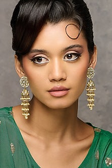 Gold Plated Kundan Polki Jhumka Earrings