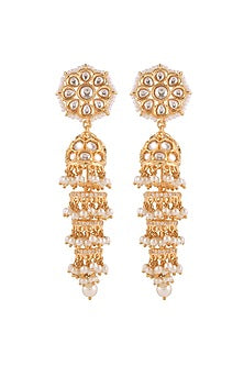 Gold Plated Kundan Polki Jhumka Earrings