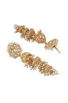 Gold Plated Kundan Polki Jhumka Earrings