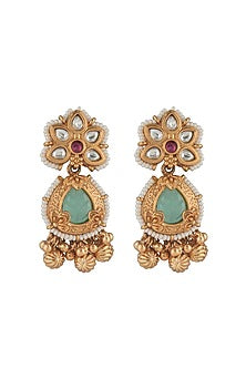 Gold Plated Pearl & Jade Pendant Necklace Set