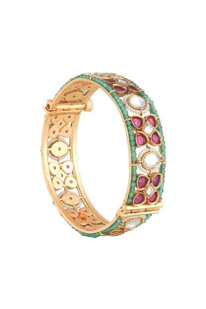 Gold Plated Kundan Polki Bangle